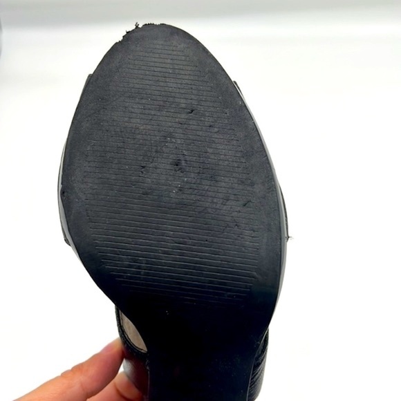 Michael Kors - Black & Patent Leather High Heels With Slingback Open Toe Size 9 - Picture 15 of 16